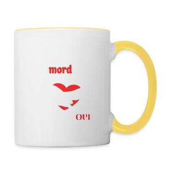 Mon Chien ne mord pas mais moi OUI - Mug contrasté - blanc/jaune - Droite