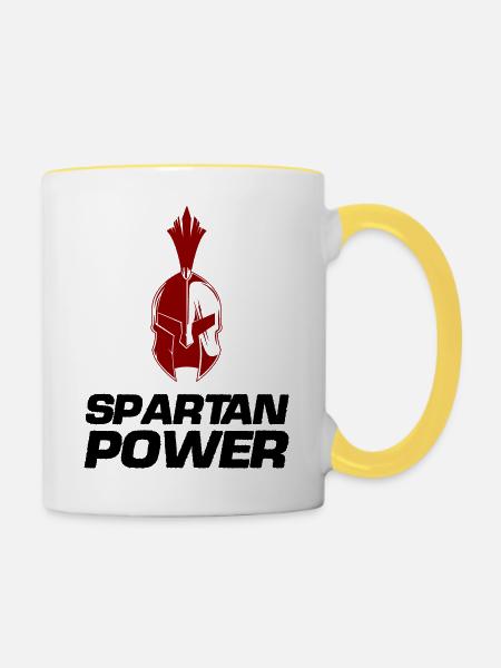 spartan power - Tasse zweifarbig - Weiß/Gelb
