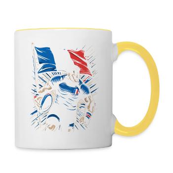 Rugbyman français - Mug contrasté - blanc/jaune - Droite