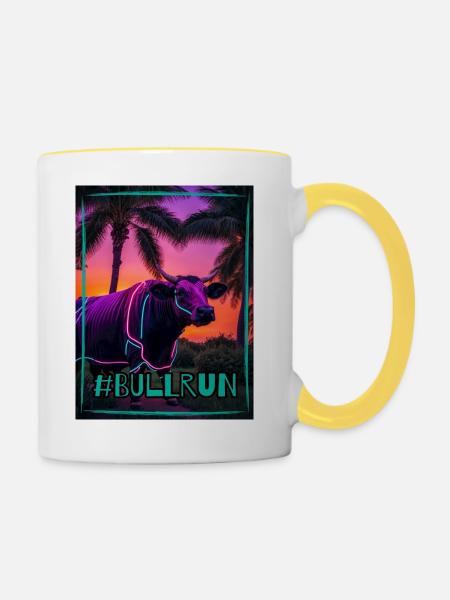 Bull Run - Tasse zweifarbig - Weiß/Gelb