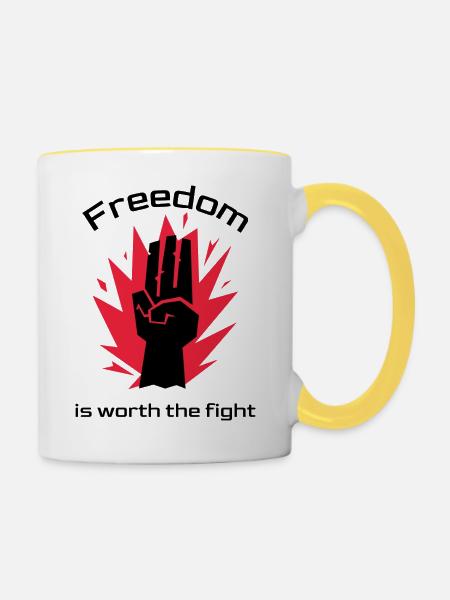 Freedom worth fighting - Tasse zweifarbig - Weiß/Gelb