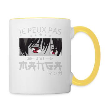 Jag kan inte jag ha MANGA - otaku japansk manga - Tvåfärgad mugg - vit/gul - Höger