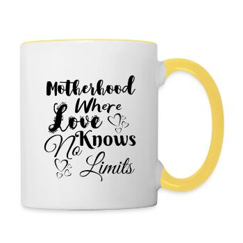 Motherhood where Love Knows No Limits - Contrasting Mug - white/yellow - Right