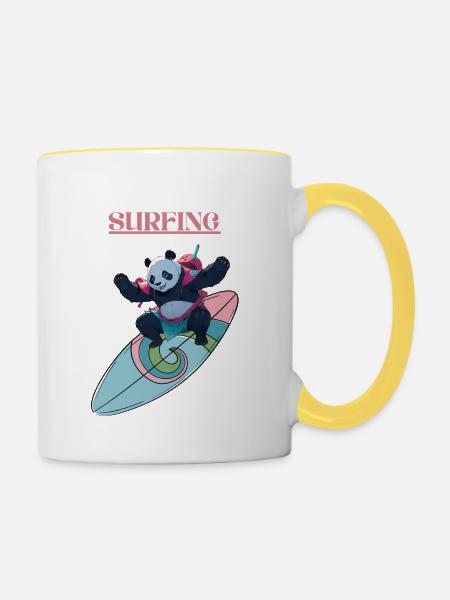 Surfing - Tasse zweifarbig - Weiß/Gelb