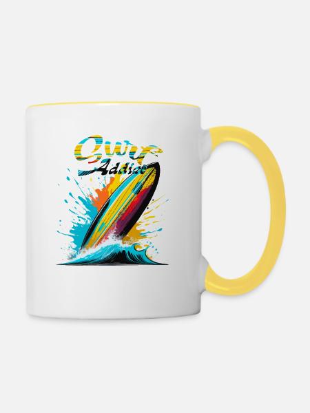 Surf-Süchtiger - Tasse zweifarbig - Weiß/Gelb