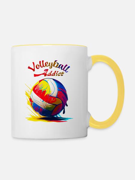 Volleyball-Süchtiger - Tasse zweifarbig - Weiß/Gelb