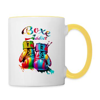 Box-Süchtiger - Tasse zweifarbig - Weiß/Gelb - Rechts