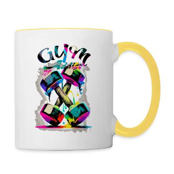 Gym addict - Mug contrasté - blanc/jaune - Droite