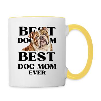 MEILLEURE MAMAN DE CHIEN jamais I cadeau de propriétaire de chien - Mug contrasté - blanc/jaune - Droite