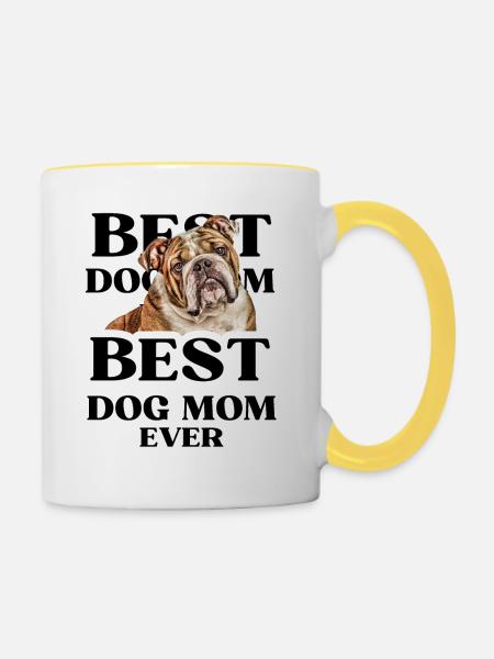 BEST DOG MOM EVER I Dog Owner Gift - Contrasting Mug - white/yellow