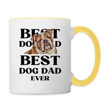 MEILLEUR PAPA CHIEN jamais I cadeau de propriétaire de chien - Mug contrasté - blanc/jaune - Droite