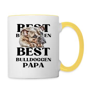 BEST BULLDOGS PAPA I cadeau de propriétaire de chien - Mug contrasté - blanc/jaune - Droite