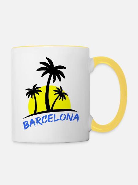 barcelona - Tasse zweifarbig - Weiß/Gelb