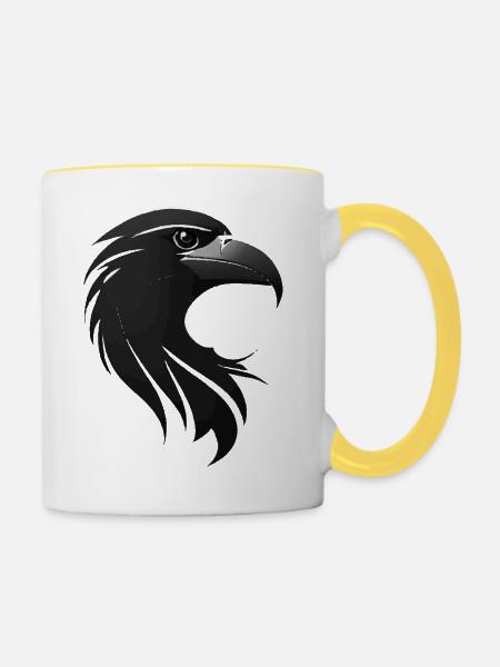Adler Greifvogel Kopf - Tasse zweifarbig - Weiß/Gelb