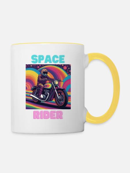 Space Rider - Tasse zweifarbig - Weiß/Gelb