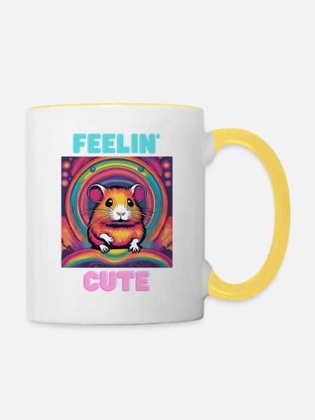 Feeling Cute - Tasse zweifarbig - Weiß/Gelb