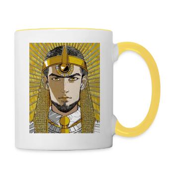Pharaon égyptien - Mug contrasté - blanc/jaune - Droite