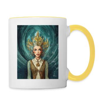 Mad Woman - Retro - Contrasting Mug - white/yellow - Right