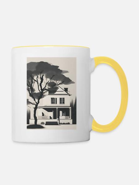 Haus - Tasse zweifarbig - Weiß/Gelb