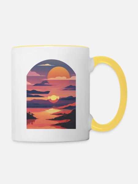 Sommerurlaub am Meer - Tasse zweifarbig - Weiß/Gelb