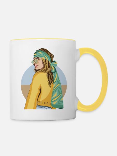 Reisend - Tasse zweifarbig - Weiß/Gelb
