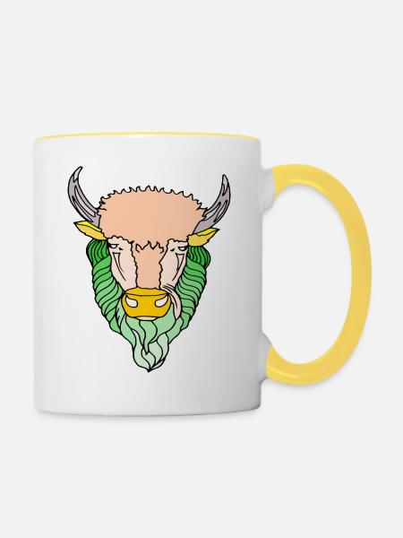 Taurus Stier - Tasse zweifarbig - Weiß/Gelb