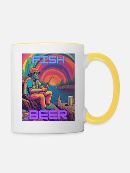 Fish & Beer - Tasse zweifarbig - Weiß/Gelb