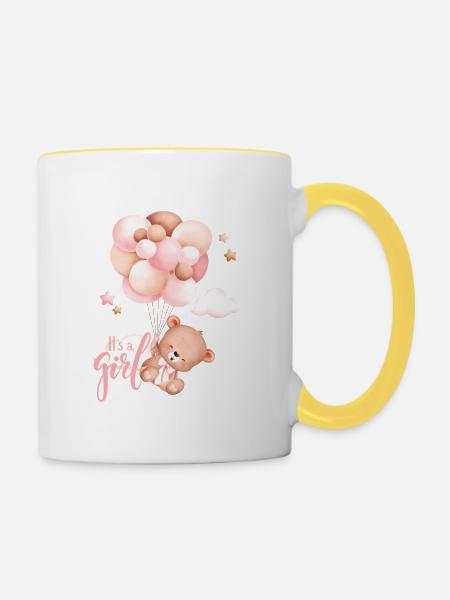 Its a girl - Tasse zweifarbig - Weiß/Gelb