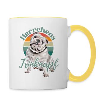 MASTER'S DRINKING BOWL BULLDOG Dog Dogs Mug - Contrasting Mug - white/yellow - Right