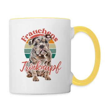 BOL À BOIRE DE MAÎTRESSE BOULEDOGUE CHIEN Chiens - Mug contrasté - blanc/jaune - Droite