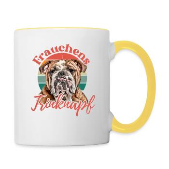 BOL À BOIRE DE MAÎTRESSE BOULEDOGUE CHIEN Chiens - Mug contrasté - blanc/jaune - Droite