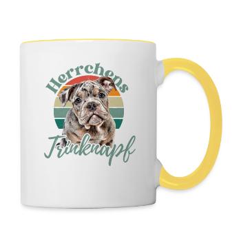 MASTER'S DRINKING BOWL BULLDOG Dog Dogs Mug - Contrasting Mug - white/yellow - Right