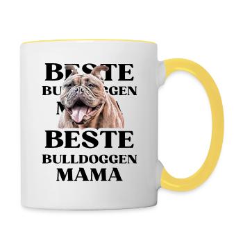 BESTE BULLDOGGEN Mama Hund BULLDOGGE Hunde - Tasse zweifarbig - Weiß/Gelb - Rechts