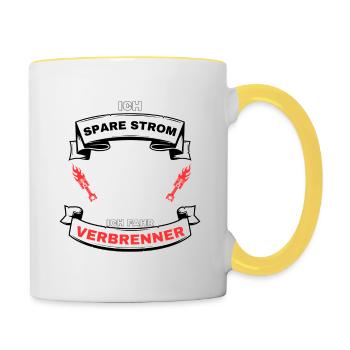 I Save Electricity I Drive Combustion Car T-Shirt - Contrasting Mug - white/yellow - Right