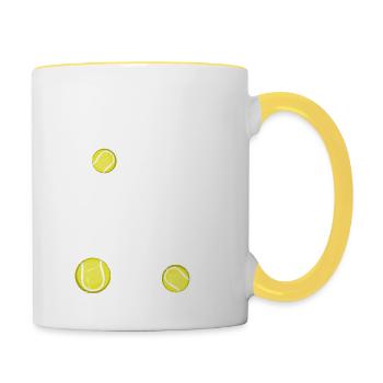 Sorry Can't Tennis Bye Zitat Lustiger Sportspruch - Tasse zweifarbig - Weiß/Gelb - Rechts