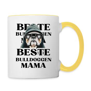 BESTE BULLDOGGEN Mama Hund BULLDOGGE Hunde - Tasse zweifarbig - Weiß/Gelb - Rechts