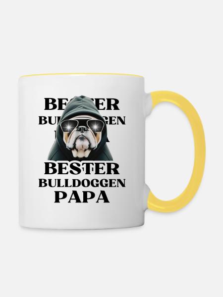 BEST BULLDOGS DAD Dog BULLDOG Dogs - Contrasting Mug - white/yellow