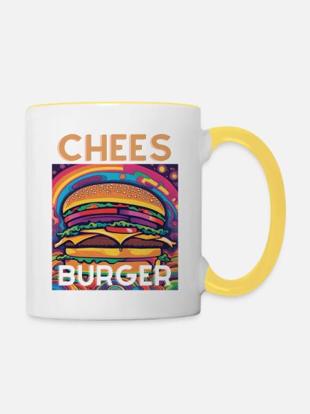 Cheeseburger - Tasse zweifarbig - Weiß/Gelb