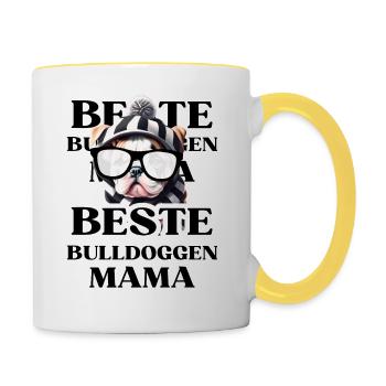 BESTE BULLDOGGEN Mama Hund BULLDOGGE Hunde - Tasse zweifarbig - Weiß/Gelb - Rechts