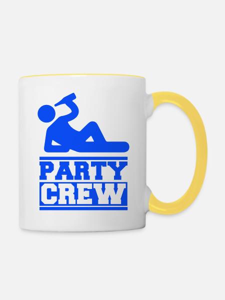 party crew - Tasse zweifarbig - Weiß/Gelb