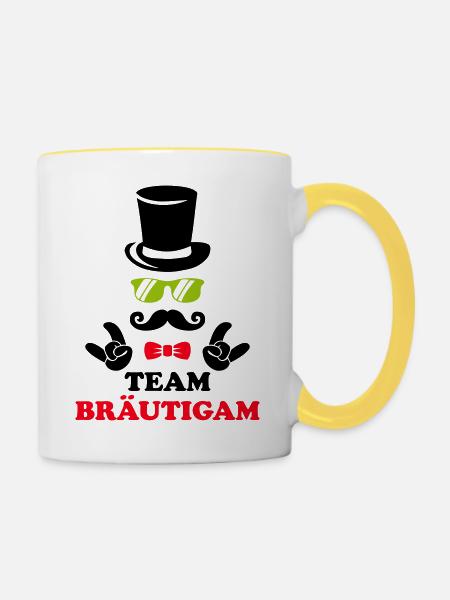 team bräutigam - Tasse zweifarbig - Weiß/Gelb