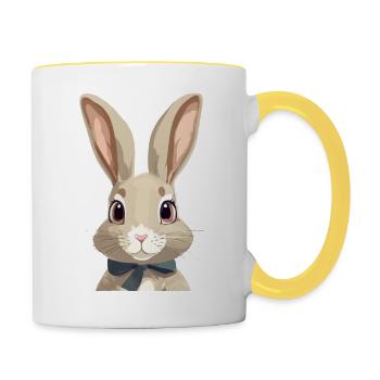 Lapin mignon - Mug contrasté - blanc/jaune - Droite