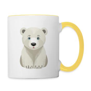 Ours polaire mignon - Mug contrasté - blanc/jaune - Droite