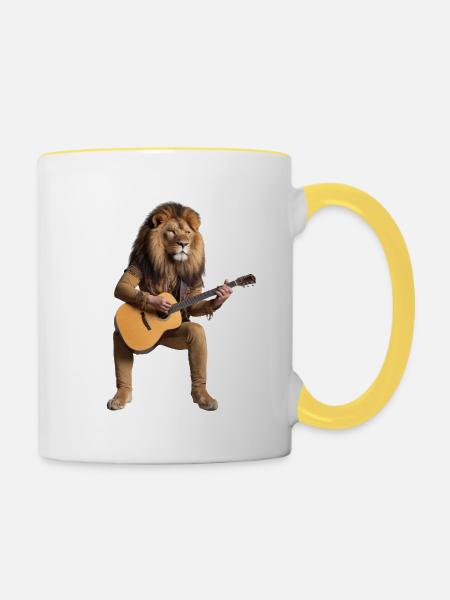 des Dschungels Gitarre - Tasse zweifarbig - Weiß/Gelb