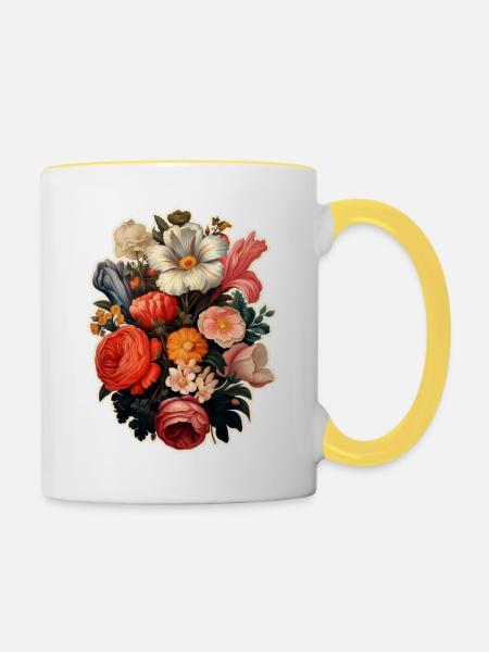 Blumenstrauß farbenfroh - Tasse zweifarbig - Weiß/Gelb