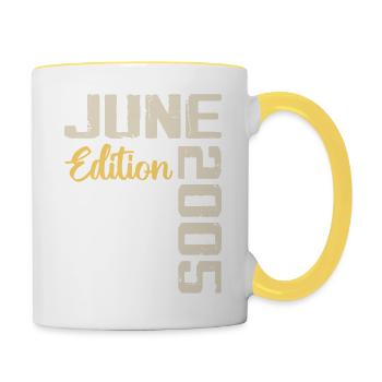 Jahrgang Juni 2005 Geschenk Juni 2005 Geburtstag - Tasse zweifarbig - Weiß/Gelb - Rechts