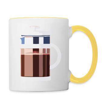 Coffee Frenchpress Cappuccino Latte Art - Contrasting Mug - white/yellow - Right