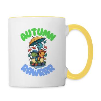 AUTOMNE RAWRRR - Mug contrasté - blanc/jaune - Droite