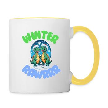 HIVER RAWRRR - Mug contrasté - blanc/jaune - Droite