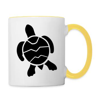 Schildkröte - Tasse zweifarbig - Weiß/Gelb - Rechts